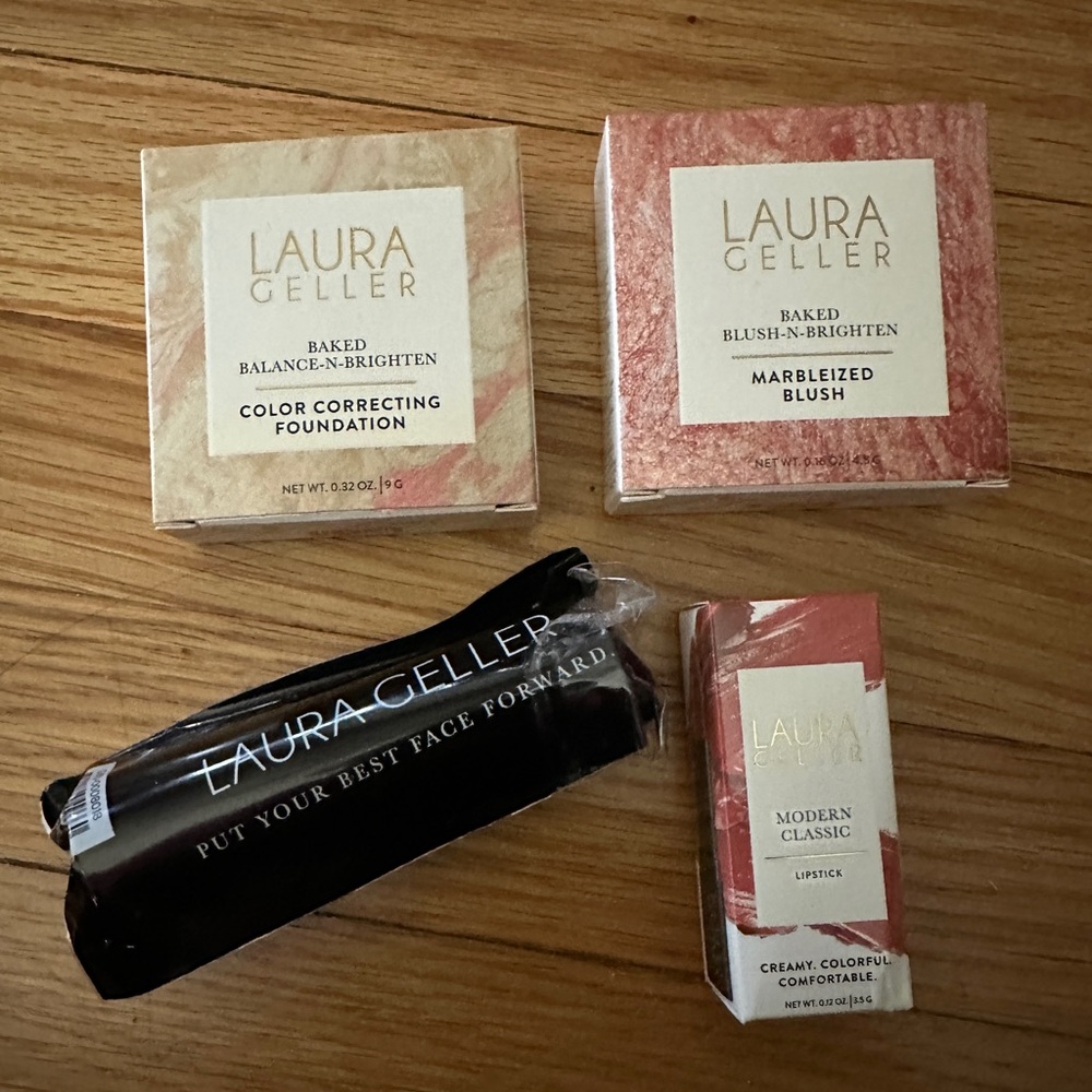 Laura Geller Baked Foundation, Blush, Brush, and Lipstick Set-NEW